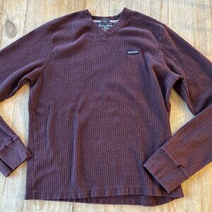 Abercrombie Fitch Shirt Mens XL BURGUNDY Ribbed Muscle Long Sleeve Vintage Y2K